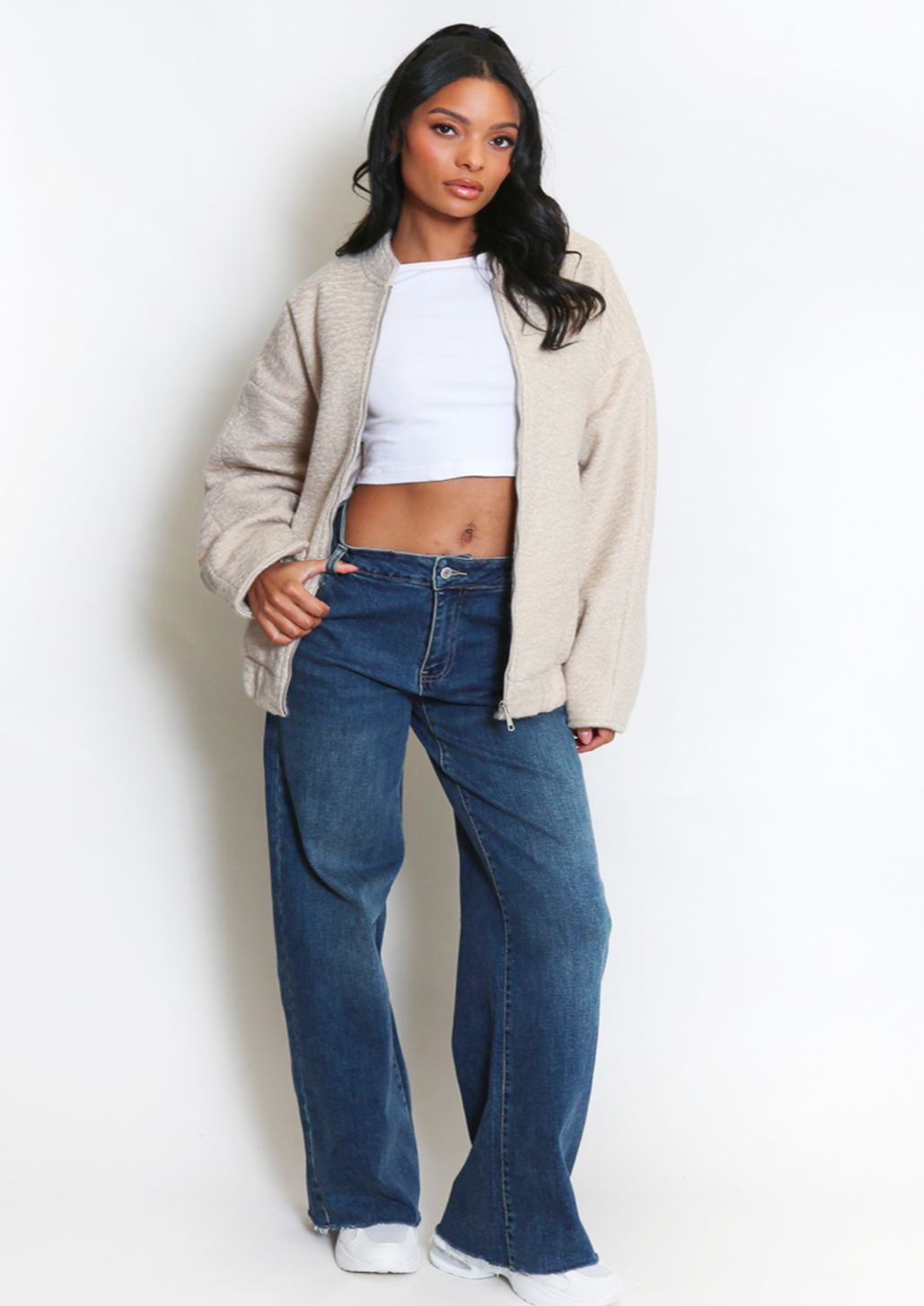 Denim Blue Mid Rise Dad Fit Jeans