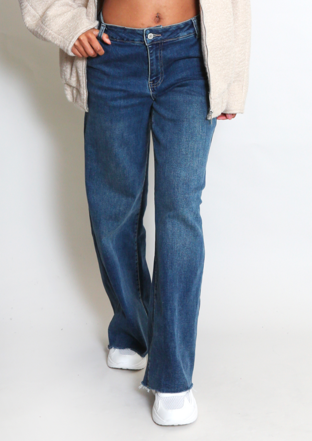 Denim Blue Mid Rise Dad Fit Jeans