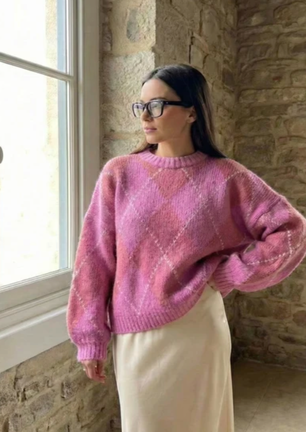 Pink Argyle Jumper