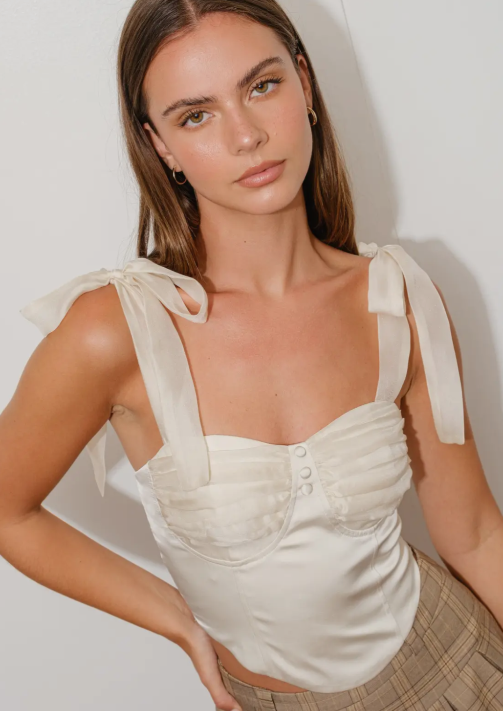 Bow Strap Satin Bustier