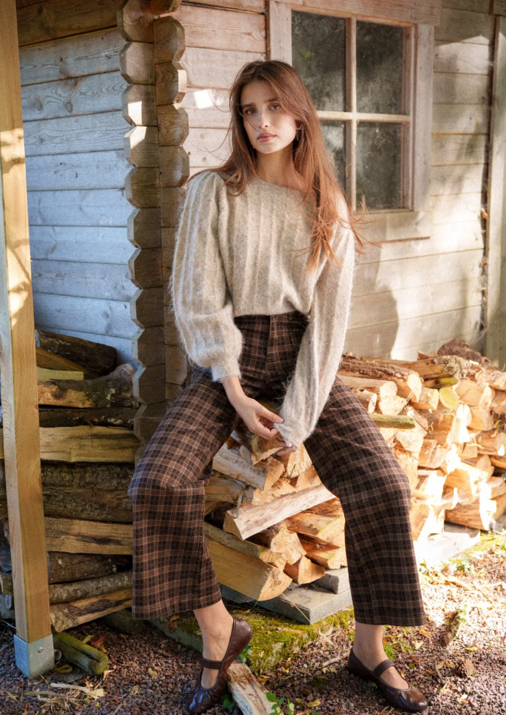 High Waisted Checked Trousers