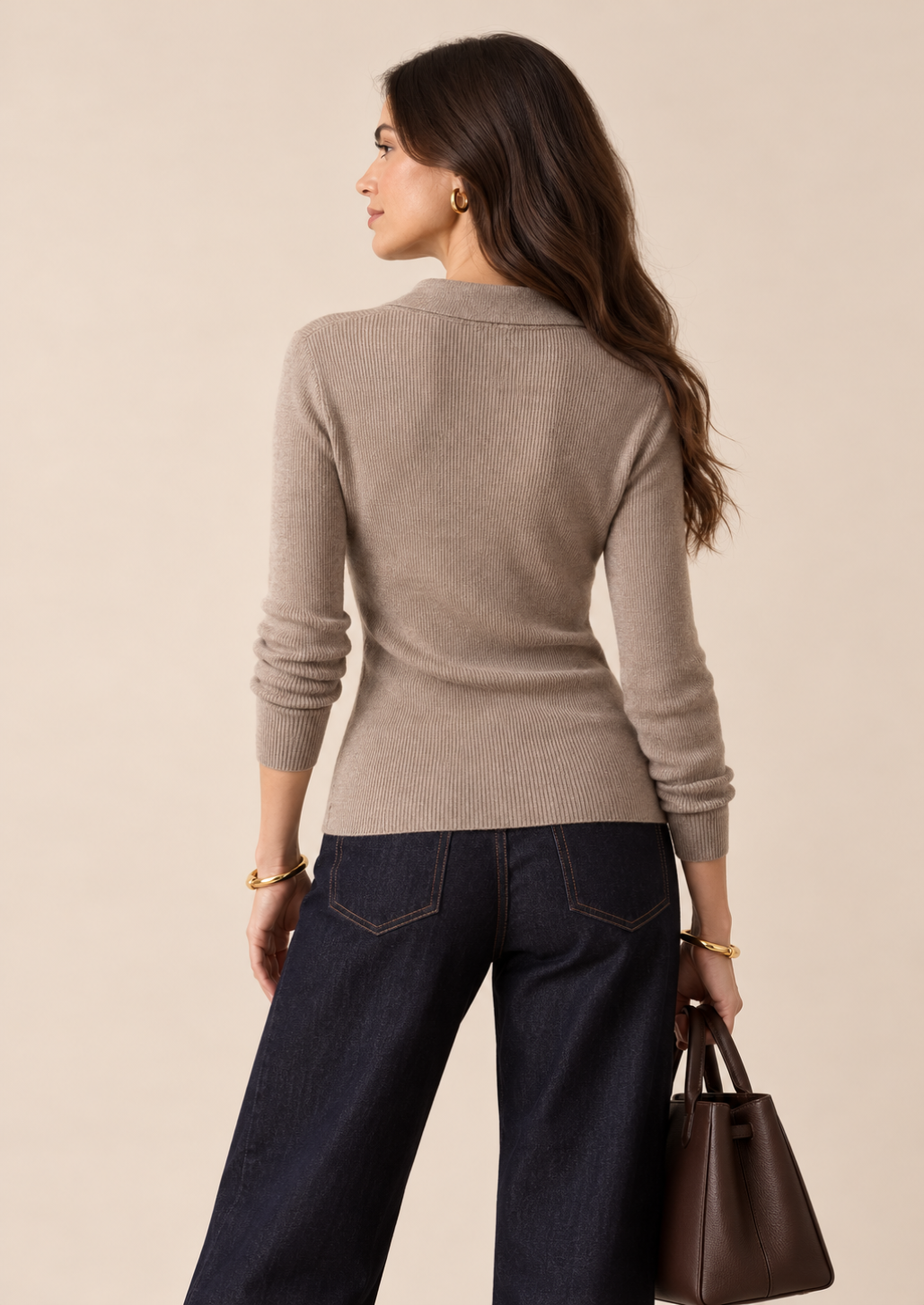 Taupe Celine Polo Top