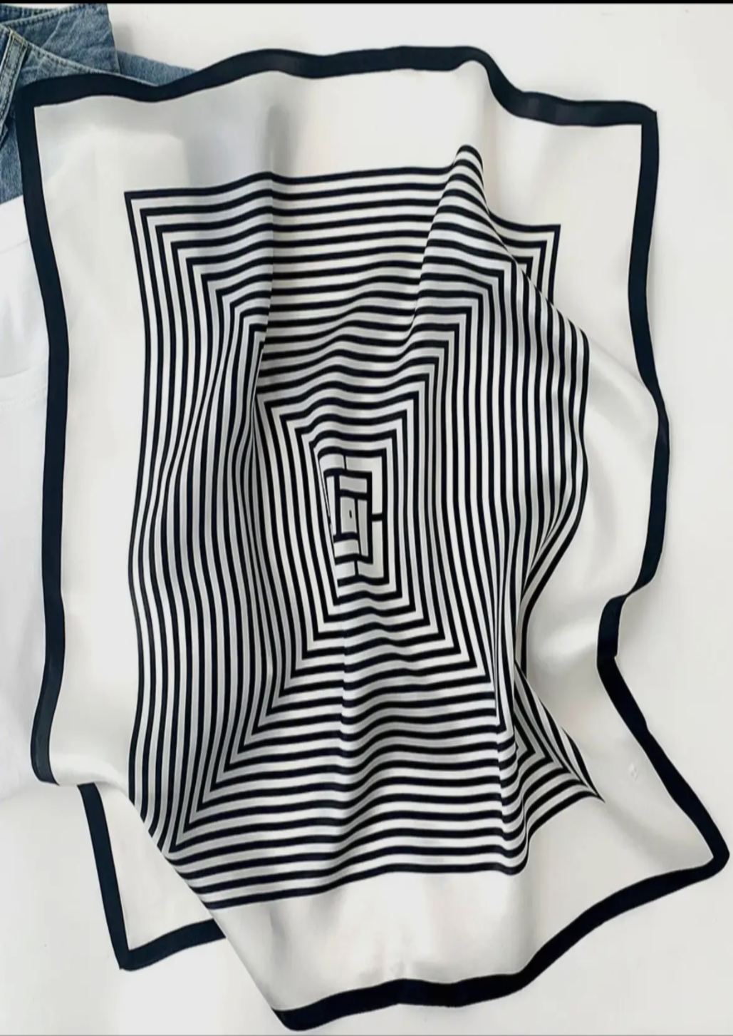 Black & White Stripe Silk Scarf