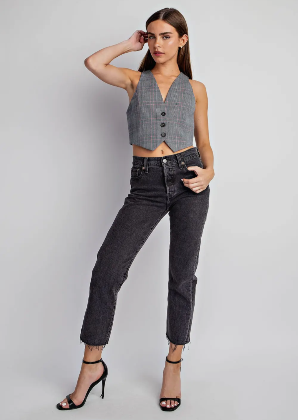 Lurex Plaid Vest