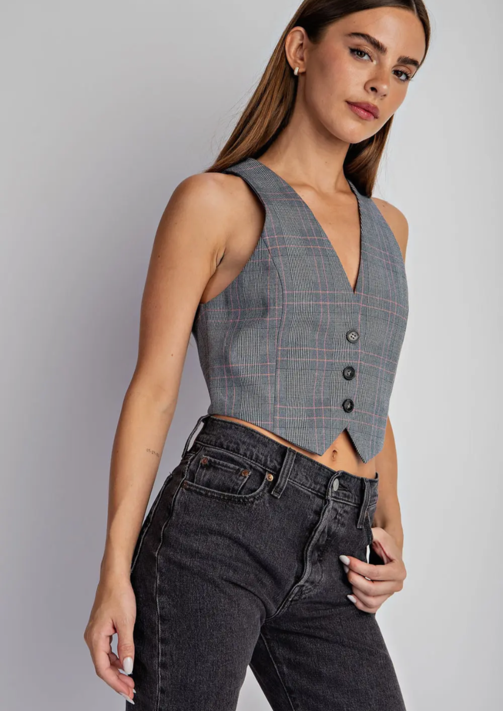 Lurex Plaid Vest