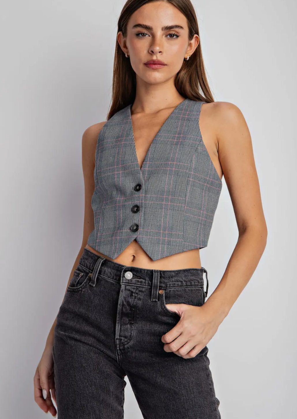 Lurex Plaid Vest