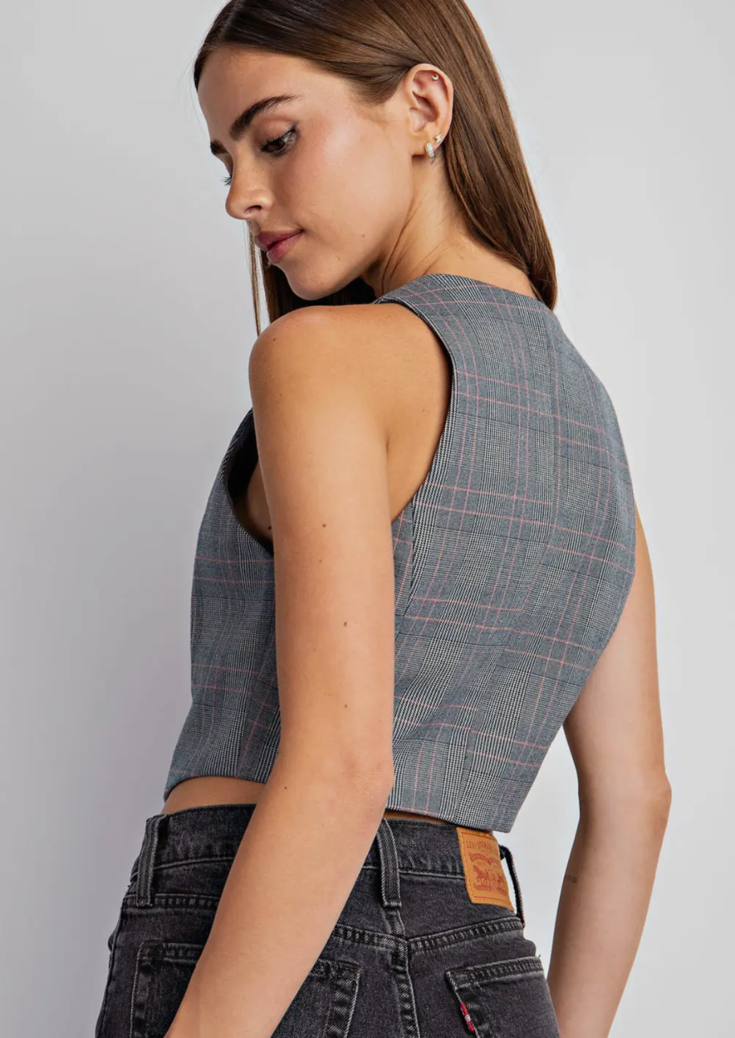 Lurex Plaid Vest