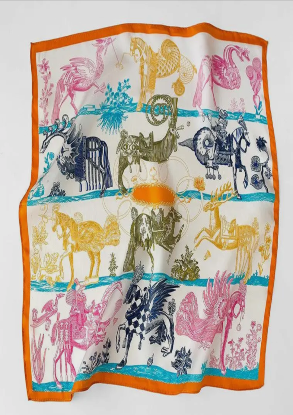 Vintage Pegasus Pattern 100% Mulberry Scarf