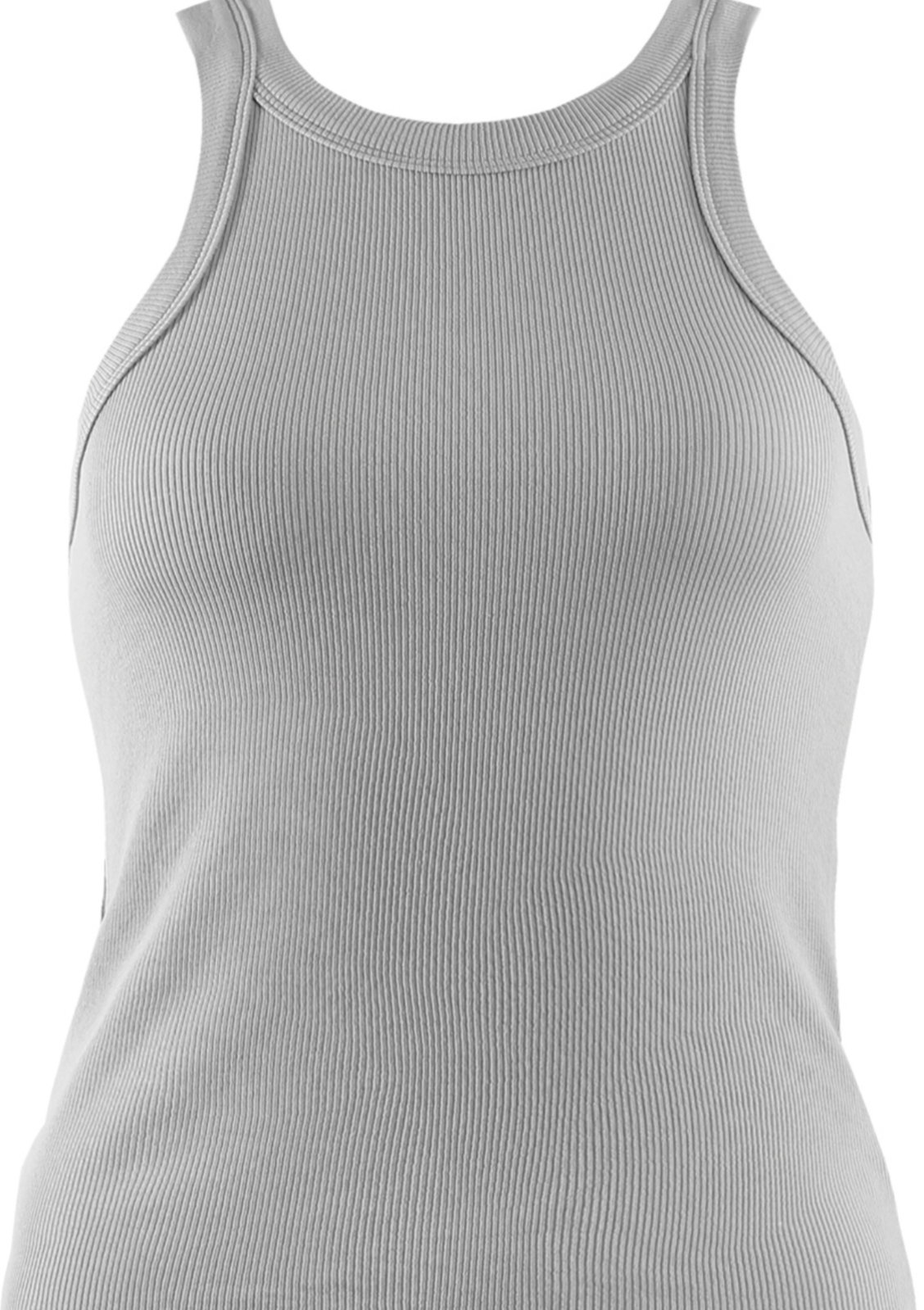 Grey Ribbed Round Neck Vest