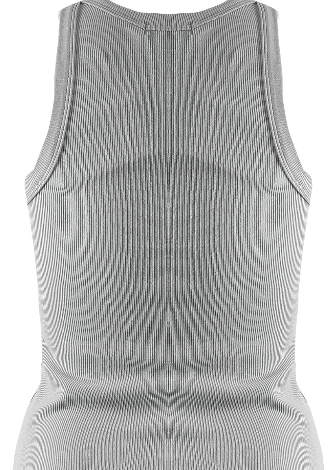 Grey Ribbed Round Neck Vest