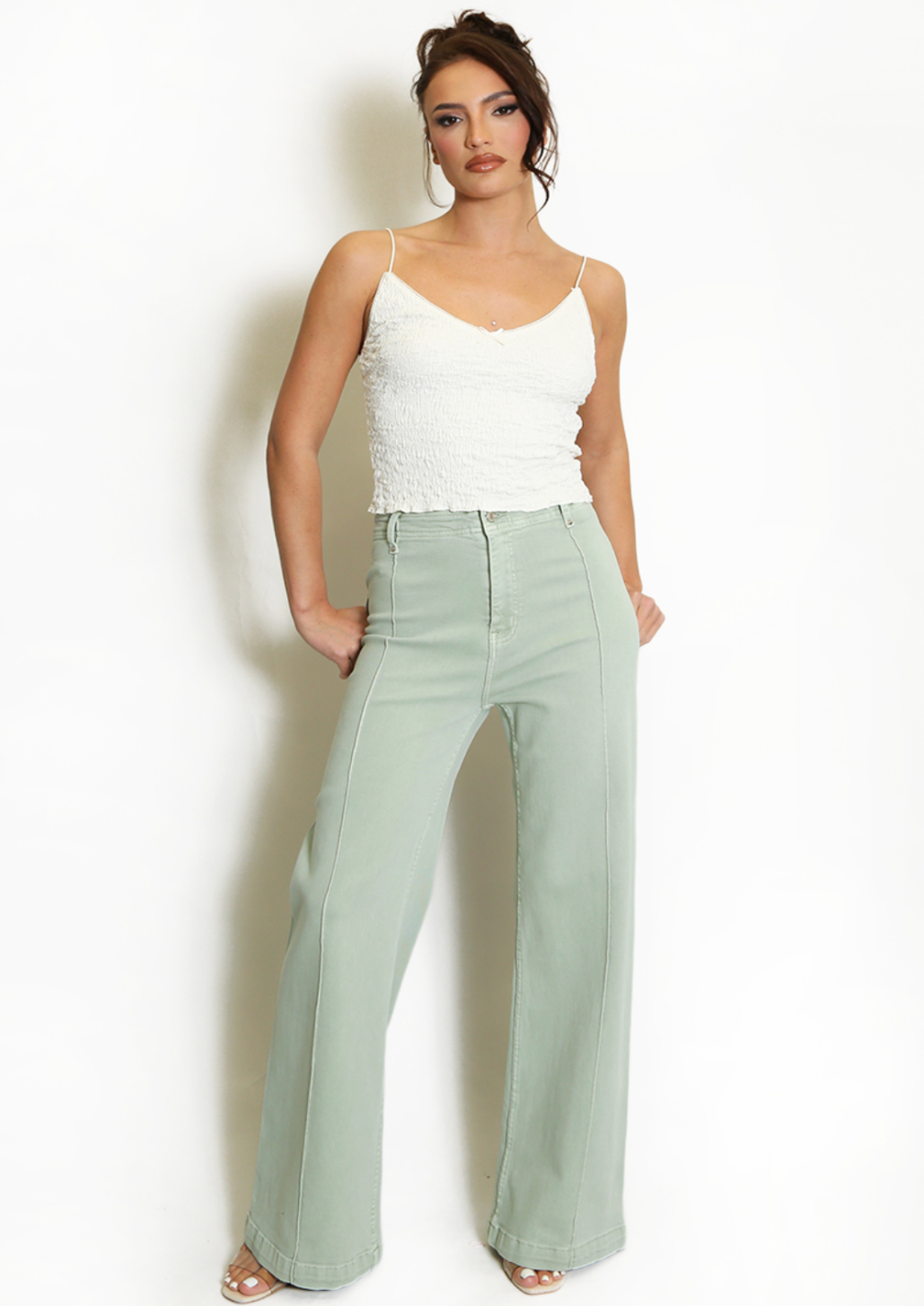 Mint Visible Seam Wide Leg Jean