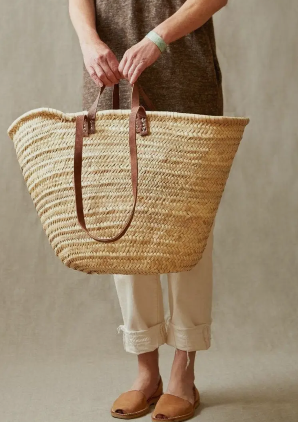 Handmade Straw Bag With Leather Straps
