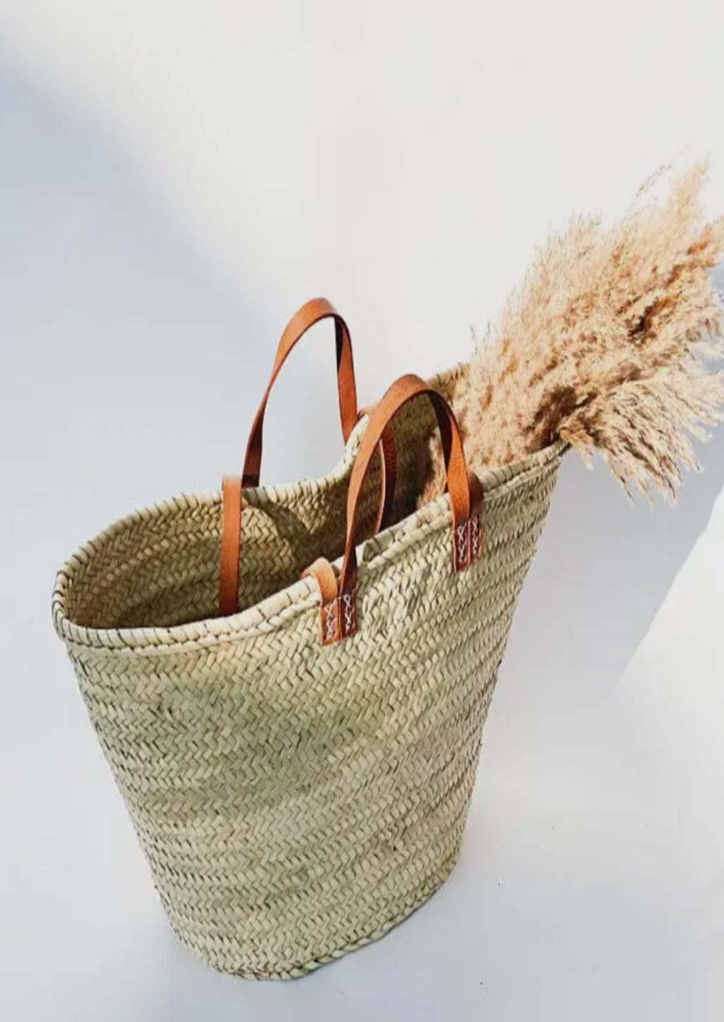 Handmade Straw Bag With Leather Straps