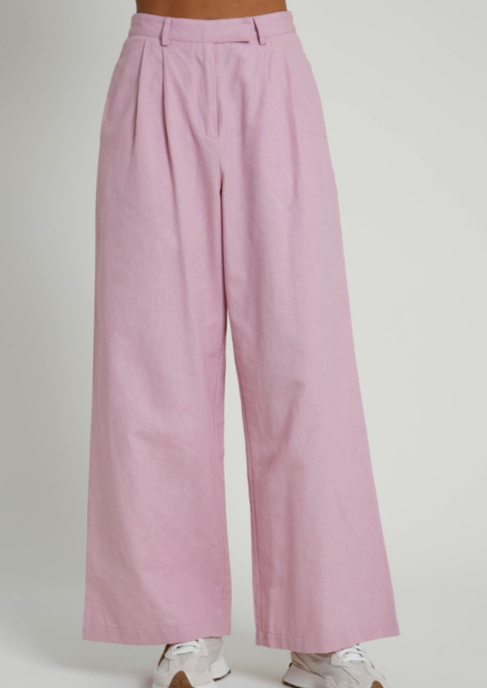 Linen Blend Wide Leg Trousers