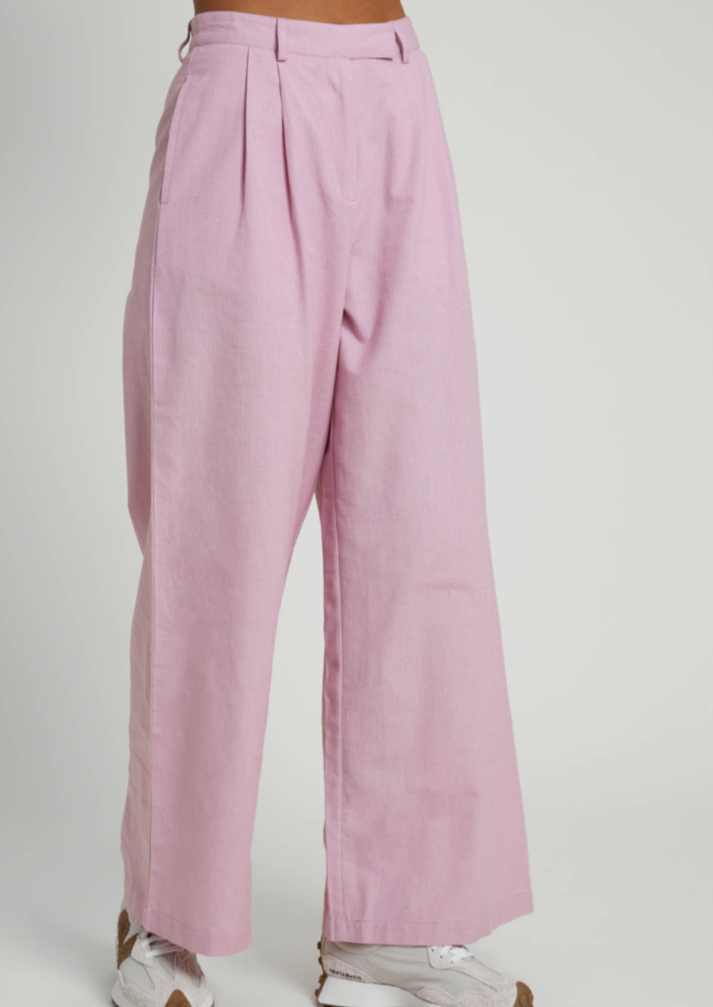 Linen Blend Wide Leg Trousers