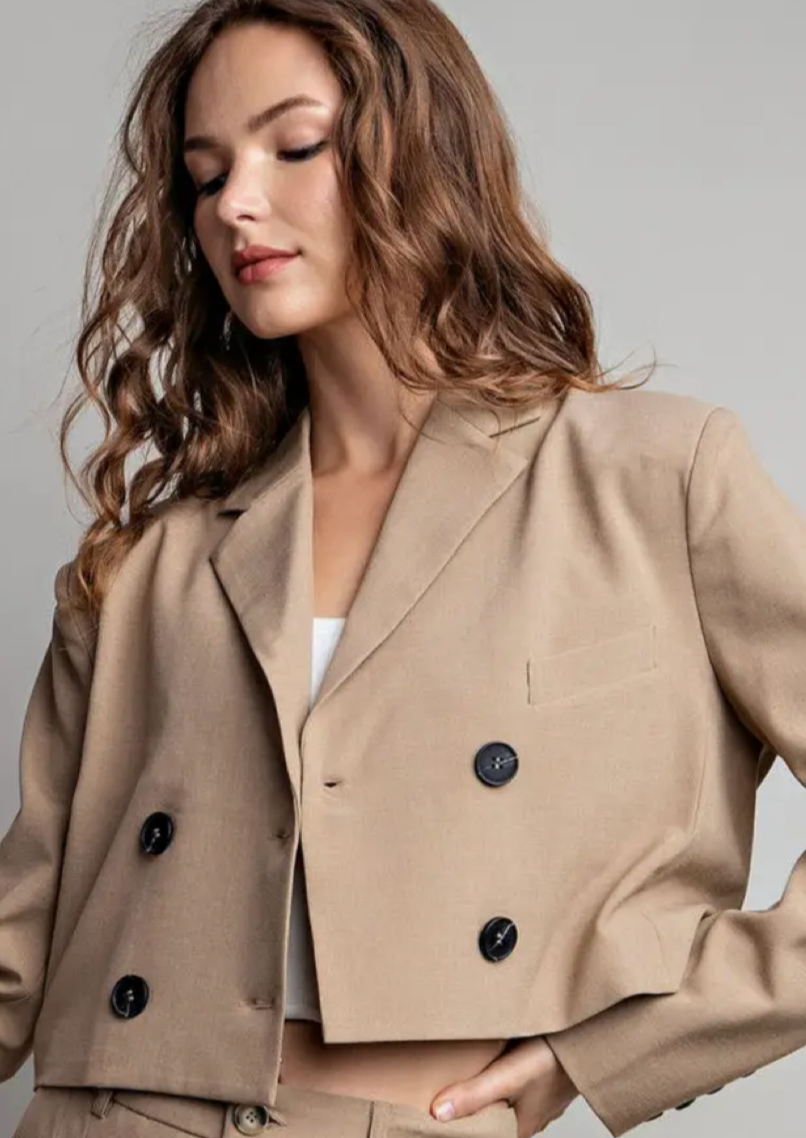 Cropped Double Breasted Blazer