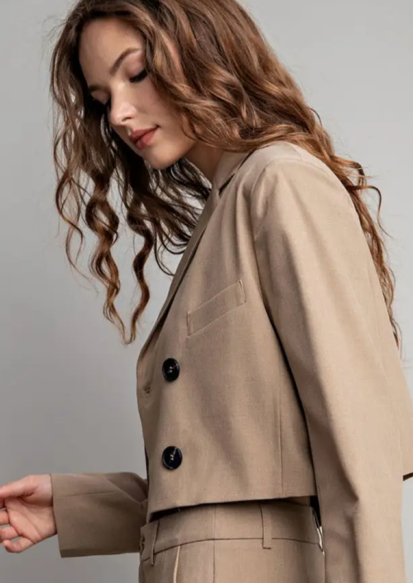 Cropped Double Breasted Blazer
