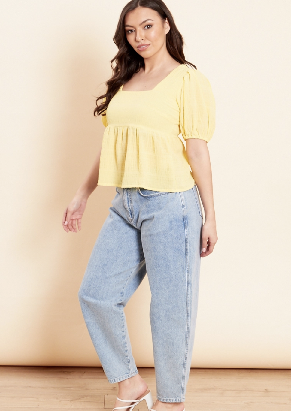Yellow Tie Back Milkmaid Blouse