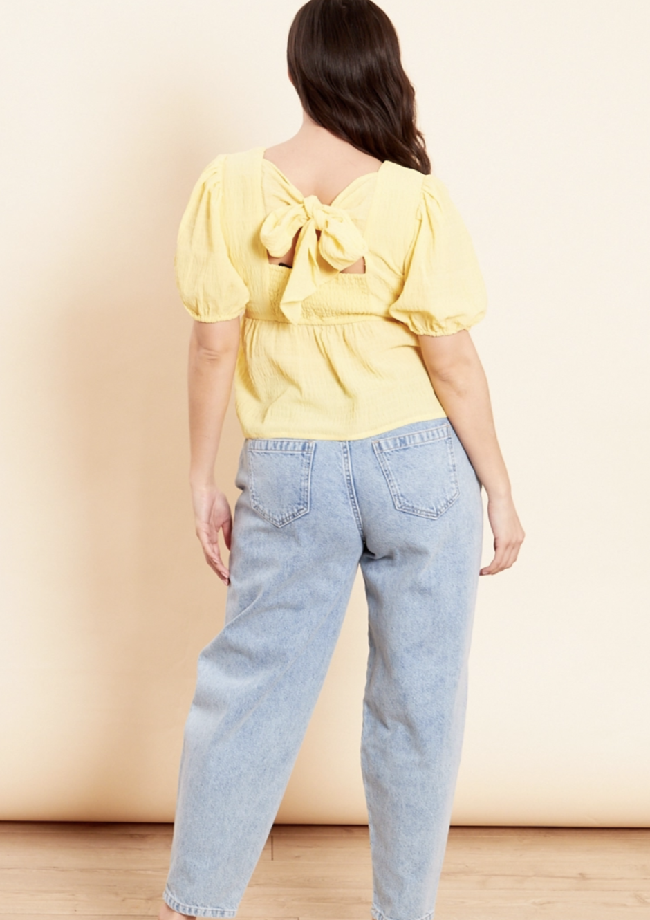 Yellow Tie Back Milkmaid Blouse