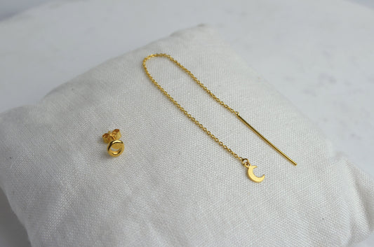 Gold Plated Sterling Silver Mismatch Crescent Moon Earing's