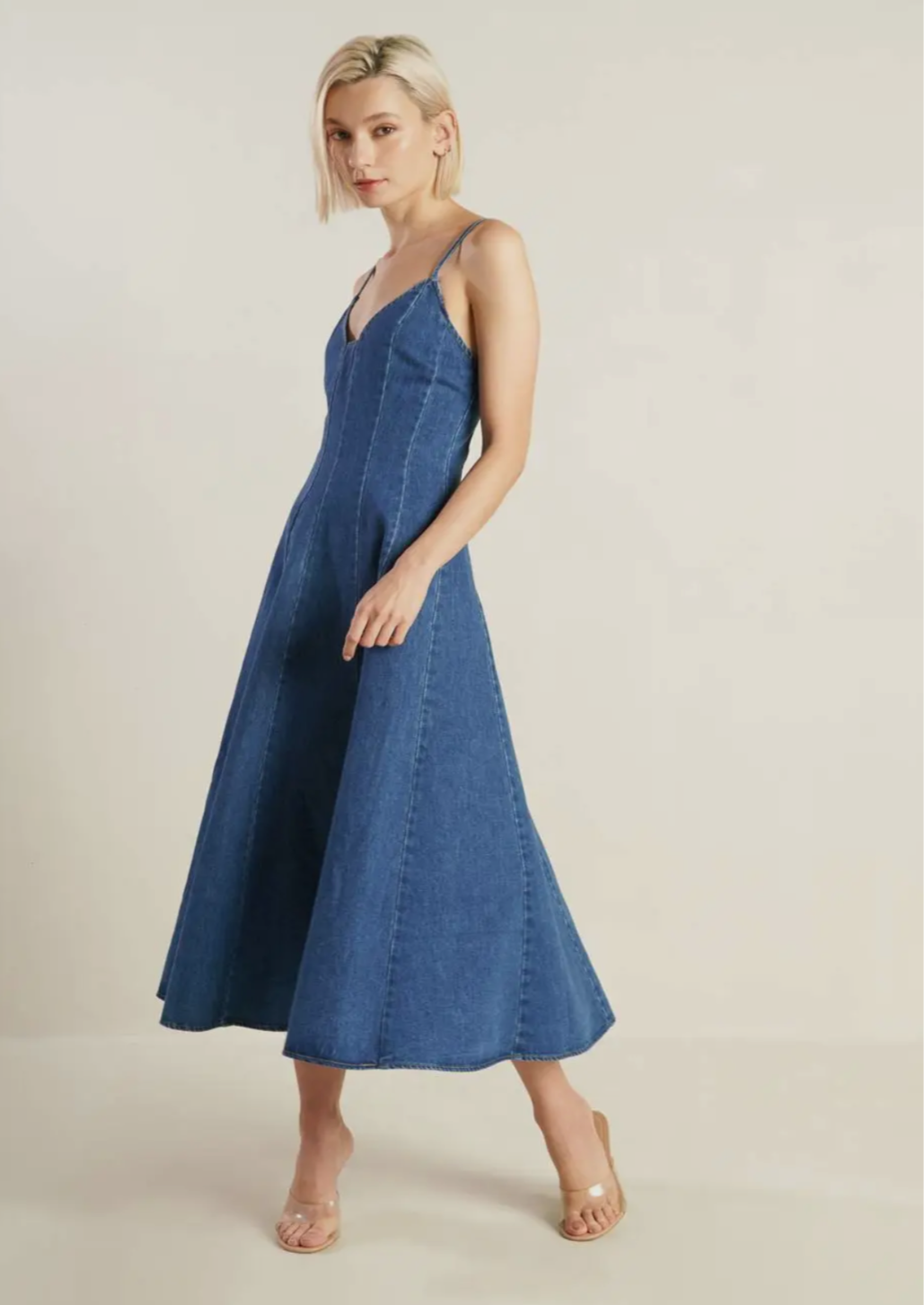 Washed Denim Maxi Dress