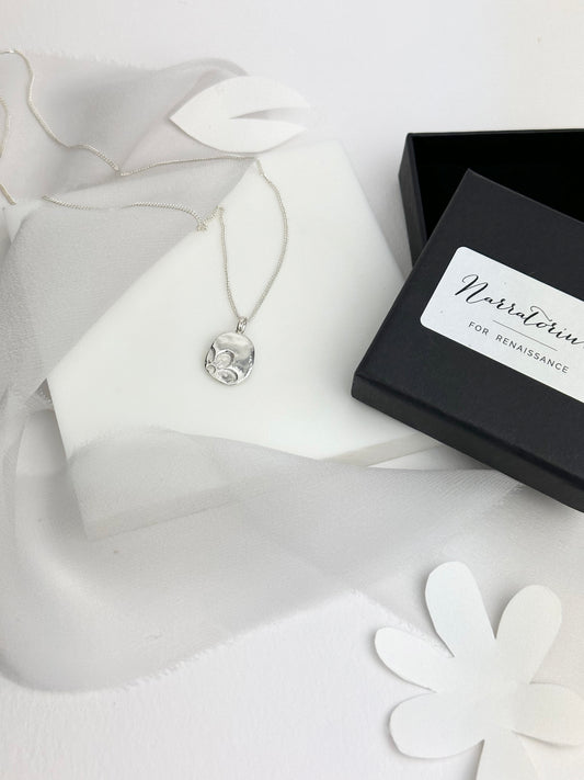 Pressed Forget Me Not Wild Flower Sterling Silver Necklace