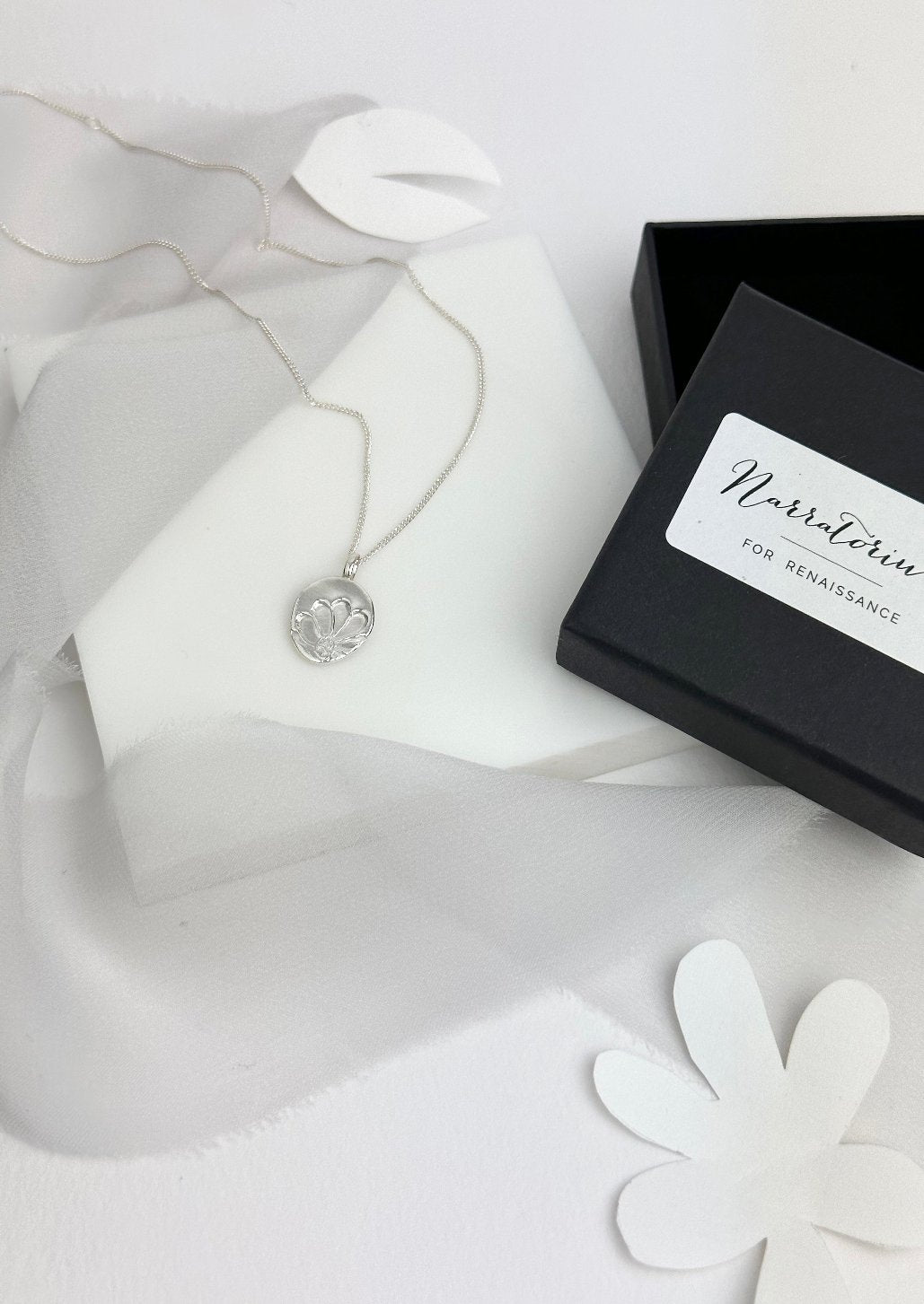 Pressed Daisy Wild Flower Sterling Silver Necklace