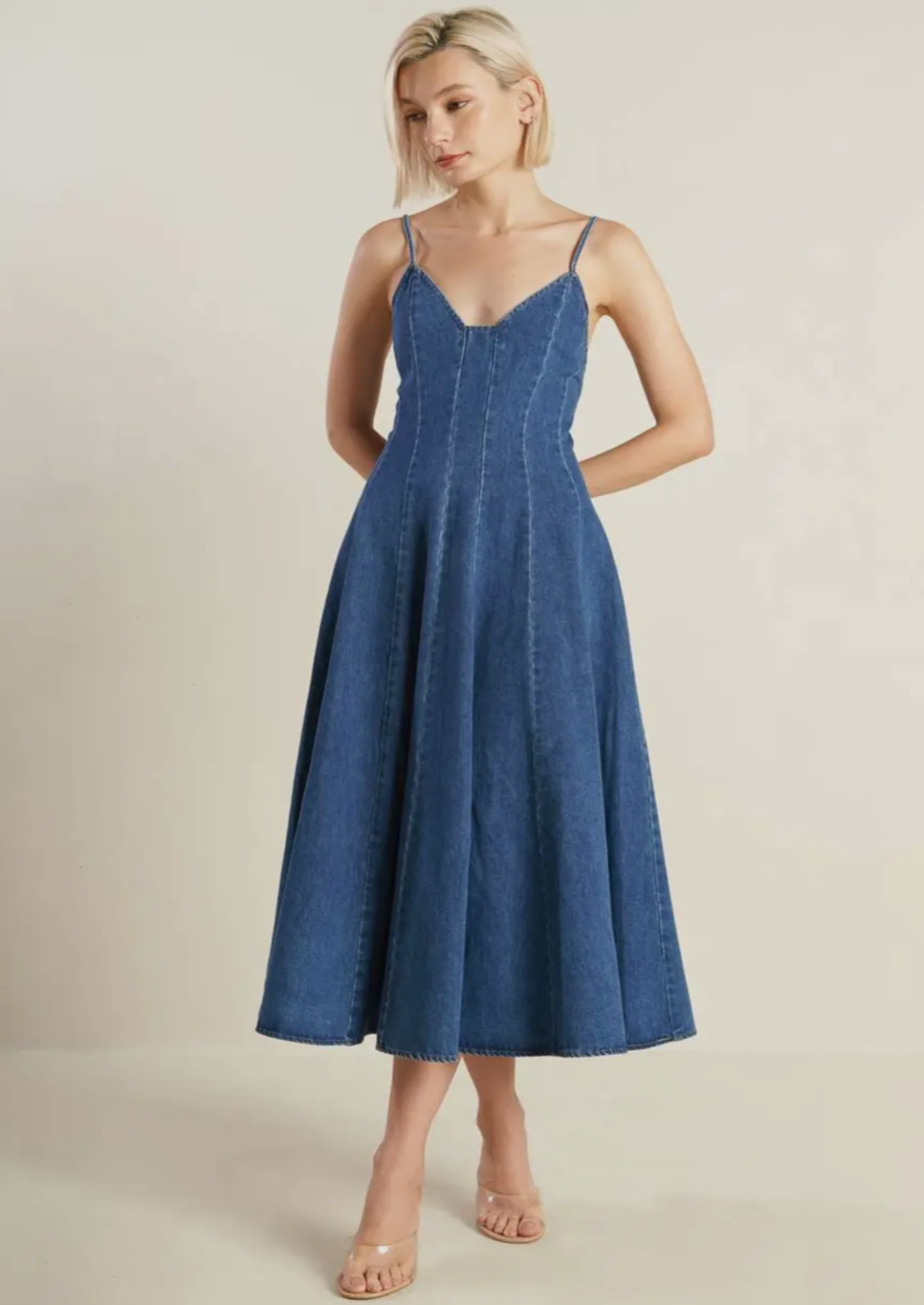 Washed Denim Maxi Dress