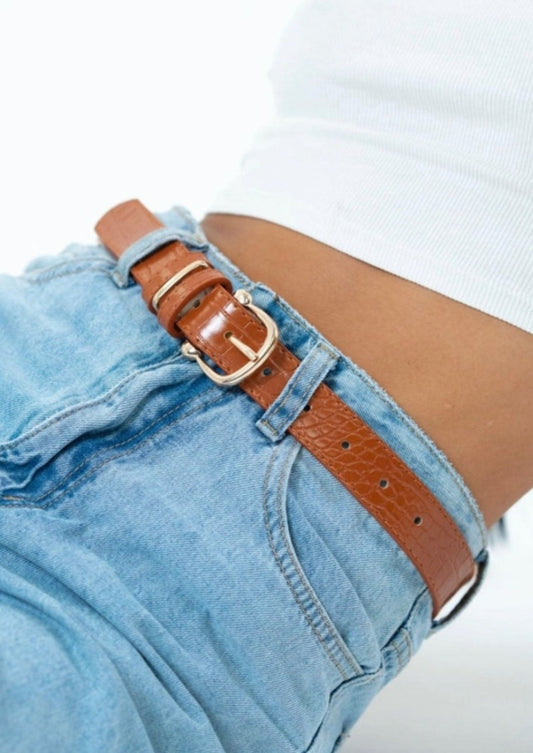 Brown Croc Effect Belt