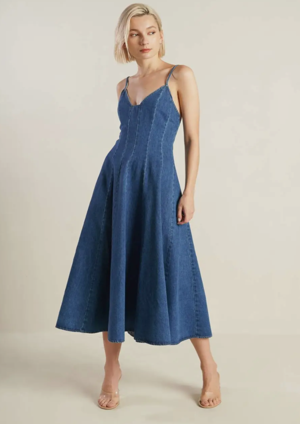 Washed Denim Maxi Dress