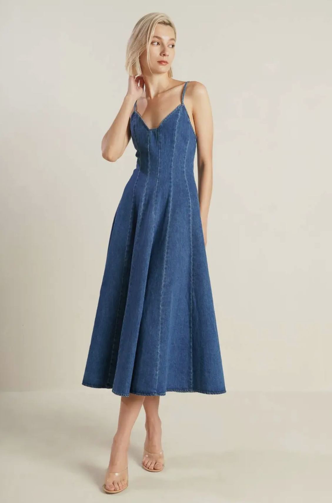 Washed Denim Maxi Dress