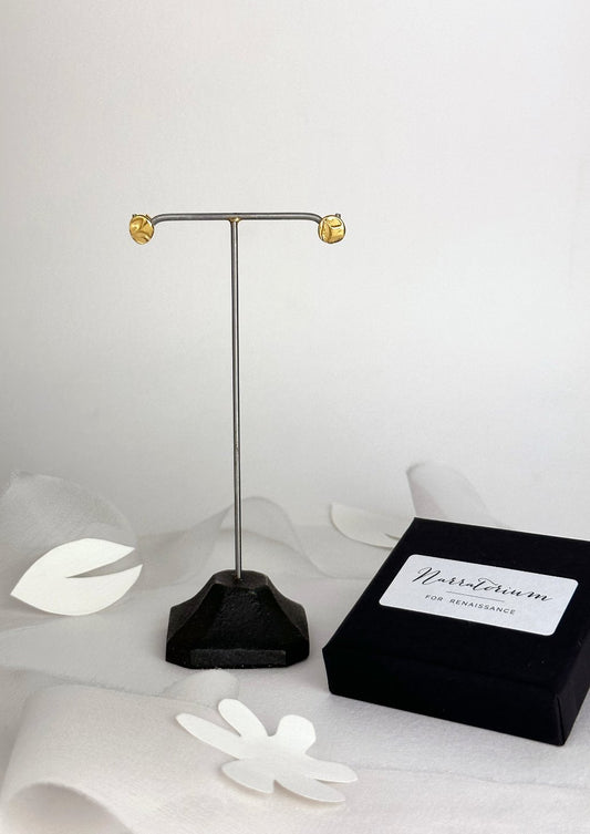 Pressed Daisy Wild Flower Gold Plated Stud