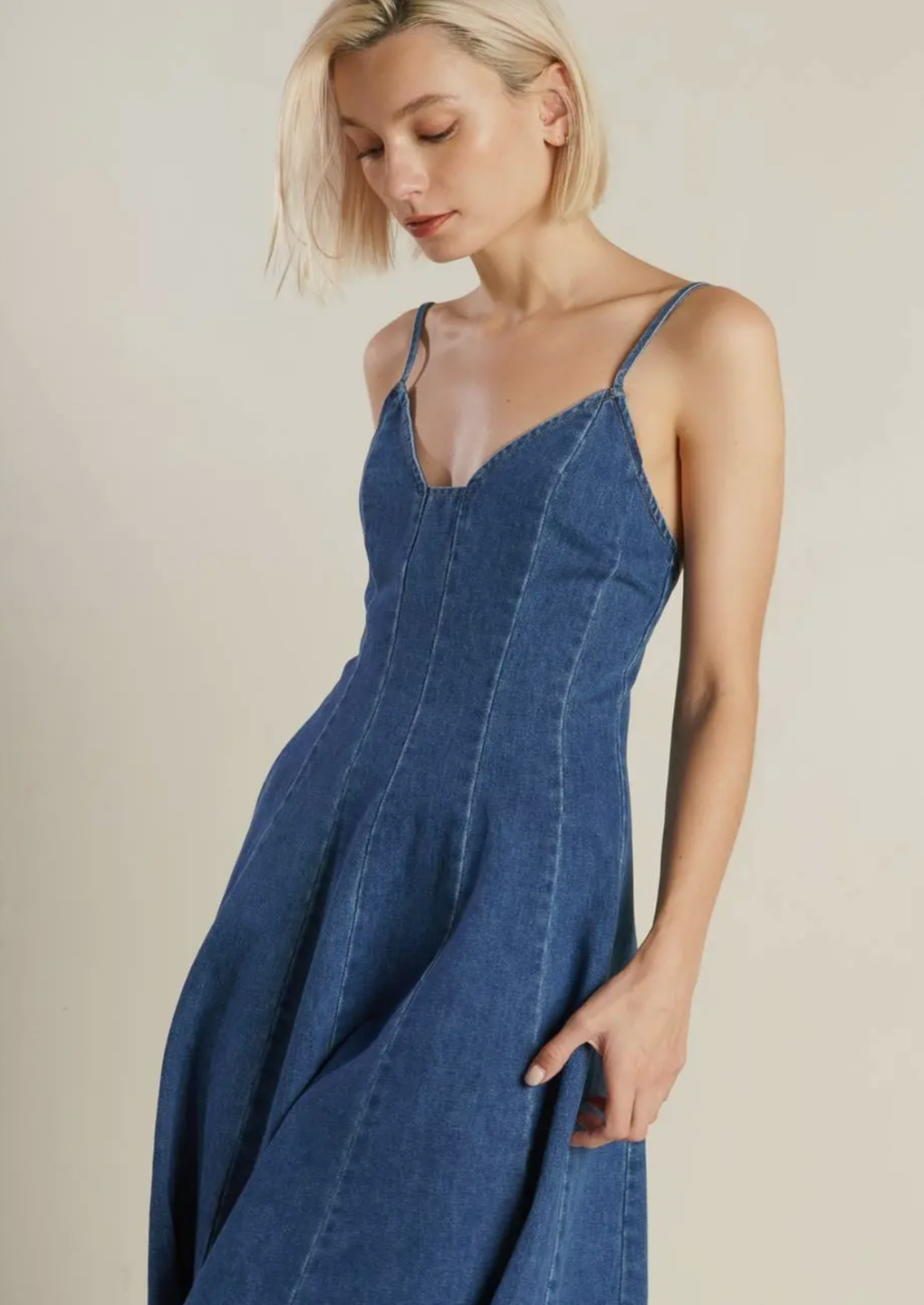 Washed Denim Maxi Dress