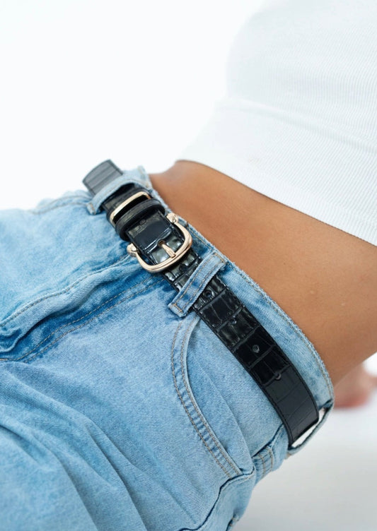 Black Croc Effect Belt