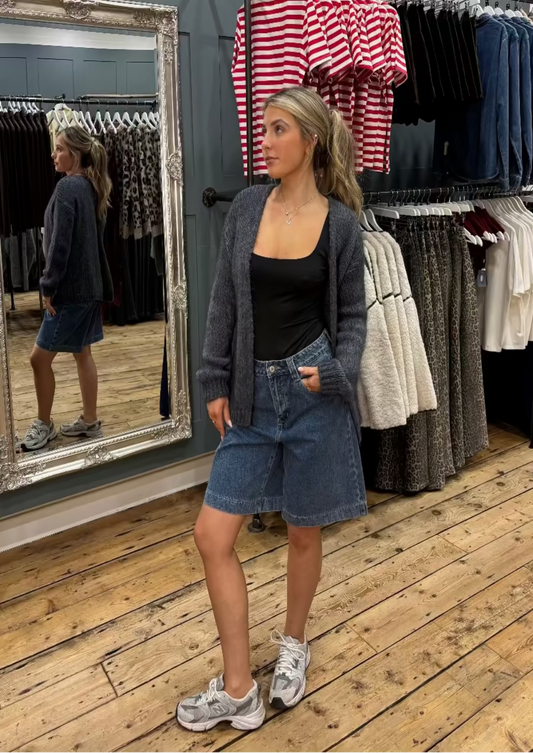 Oversized Dark Grey Bernadette Cardigan