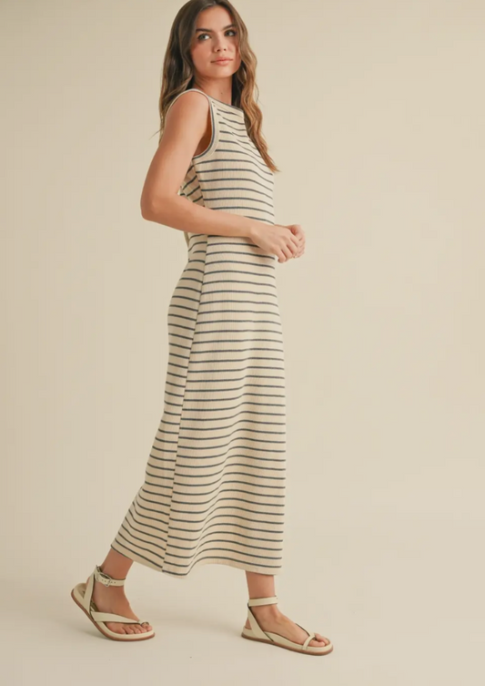Striped Knitted Button Dress