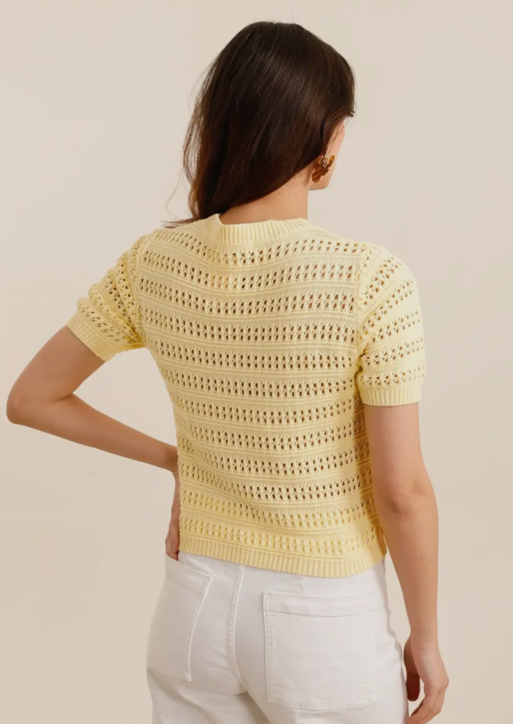 Knitted Yellow Short Sleeve Top