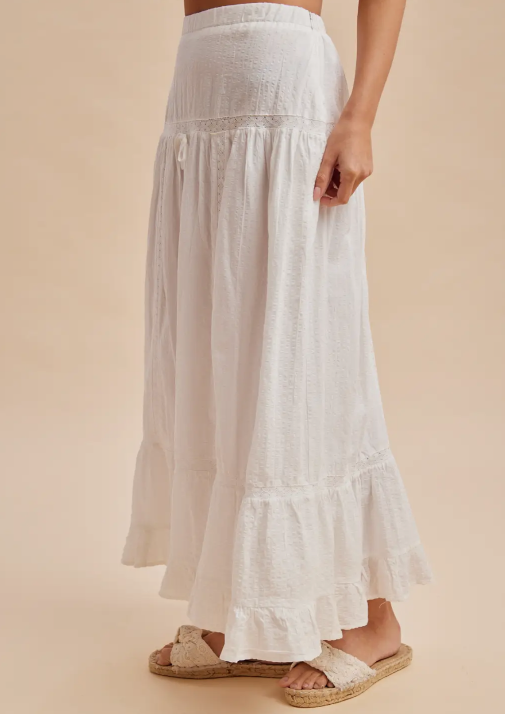 White Cotton Maxi Skirt