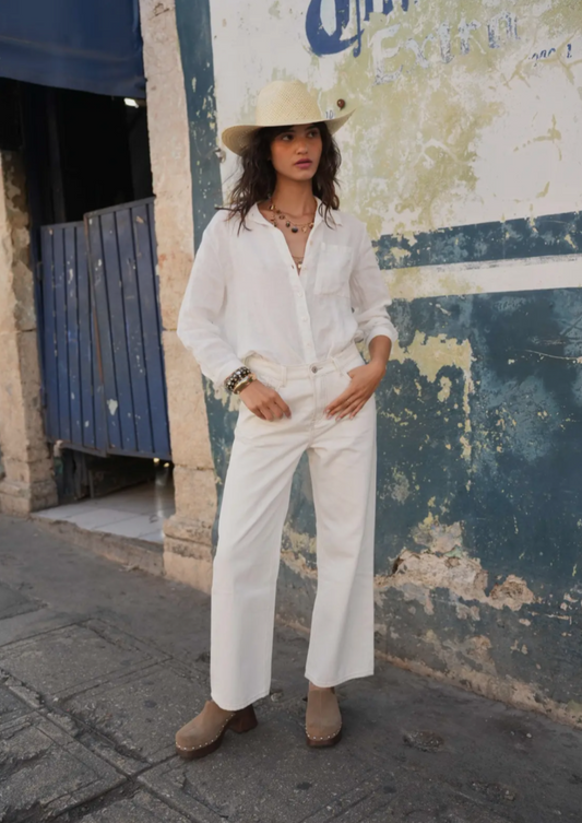White Rachel Wide Leg Jean