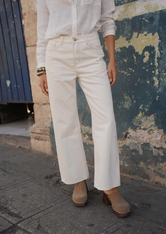 White Rachel Wide Leg Jean