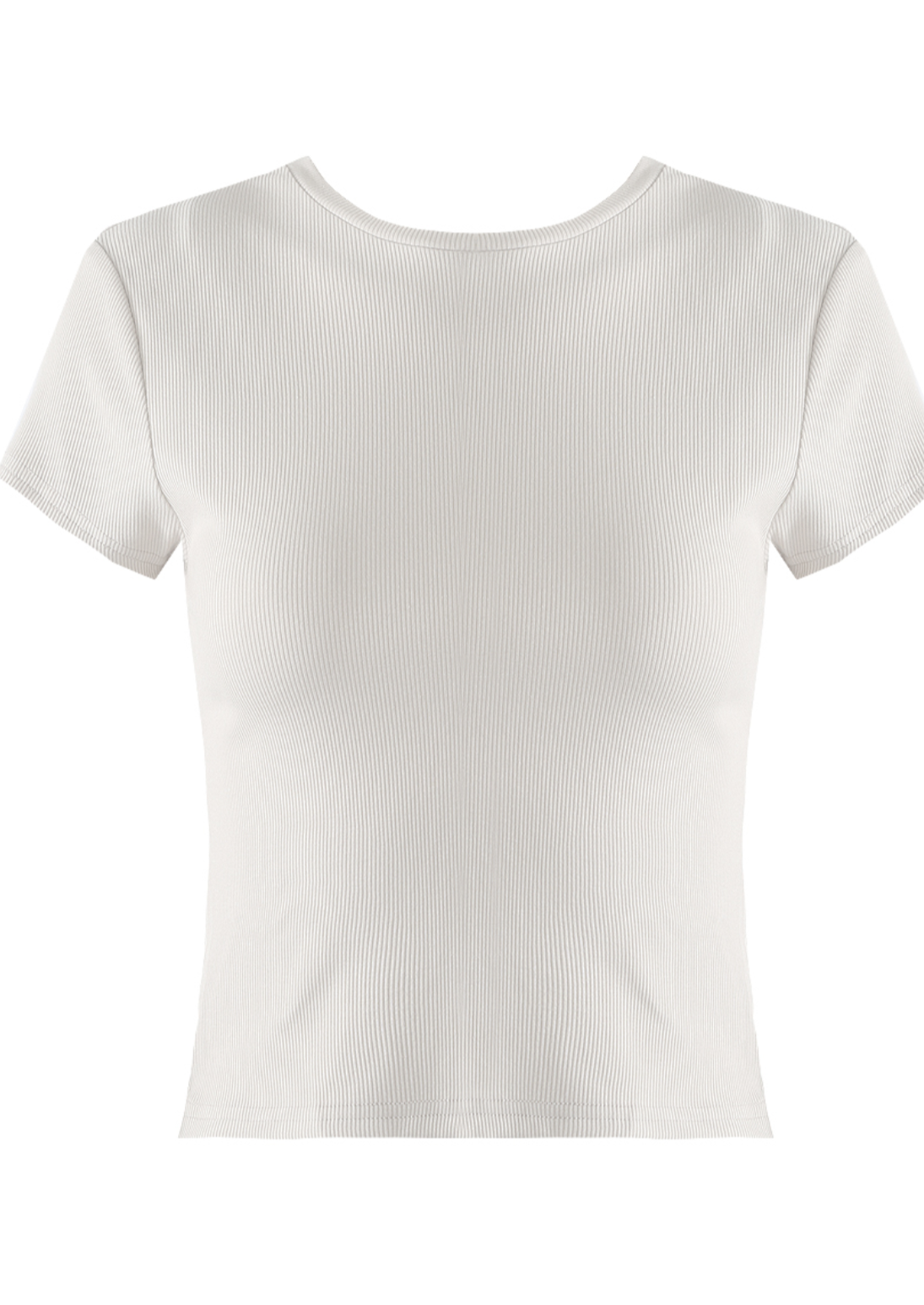 White Ribbed Cropped T Shirt