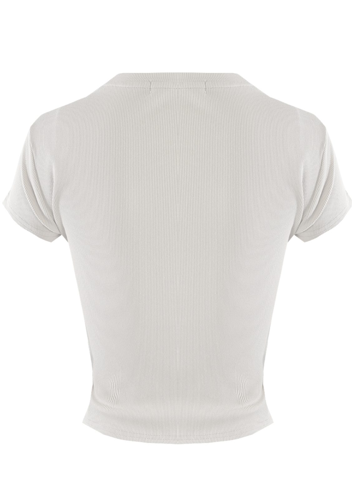 White Ribbed Cropped T Shirt