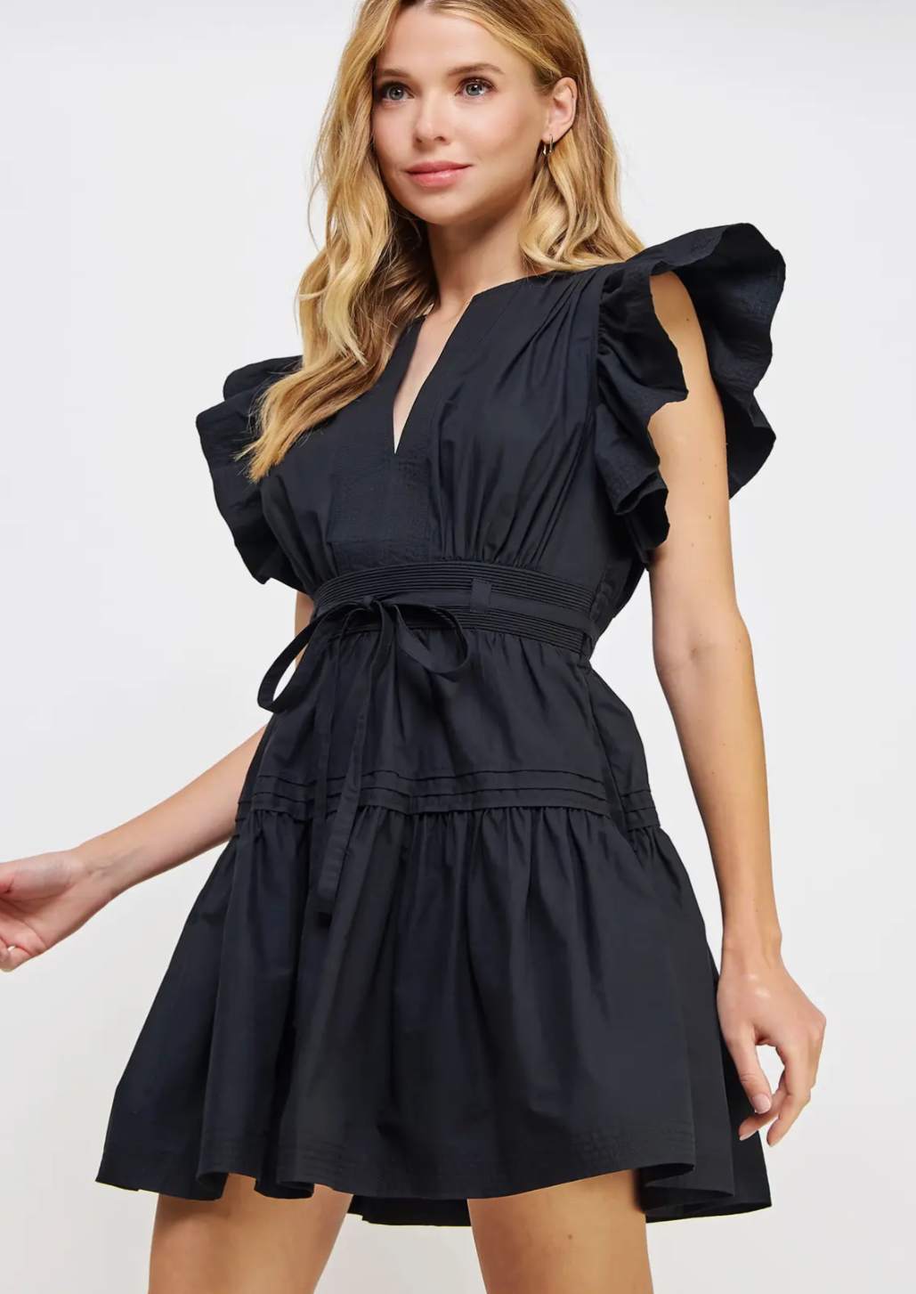 Flutter Poplin Mini Dress