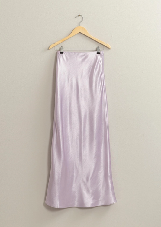 Lavender Satin High Waisted Skirt