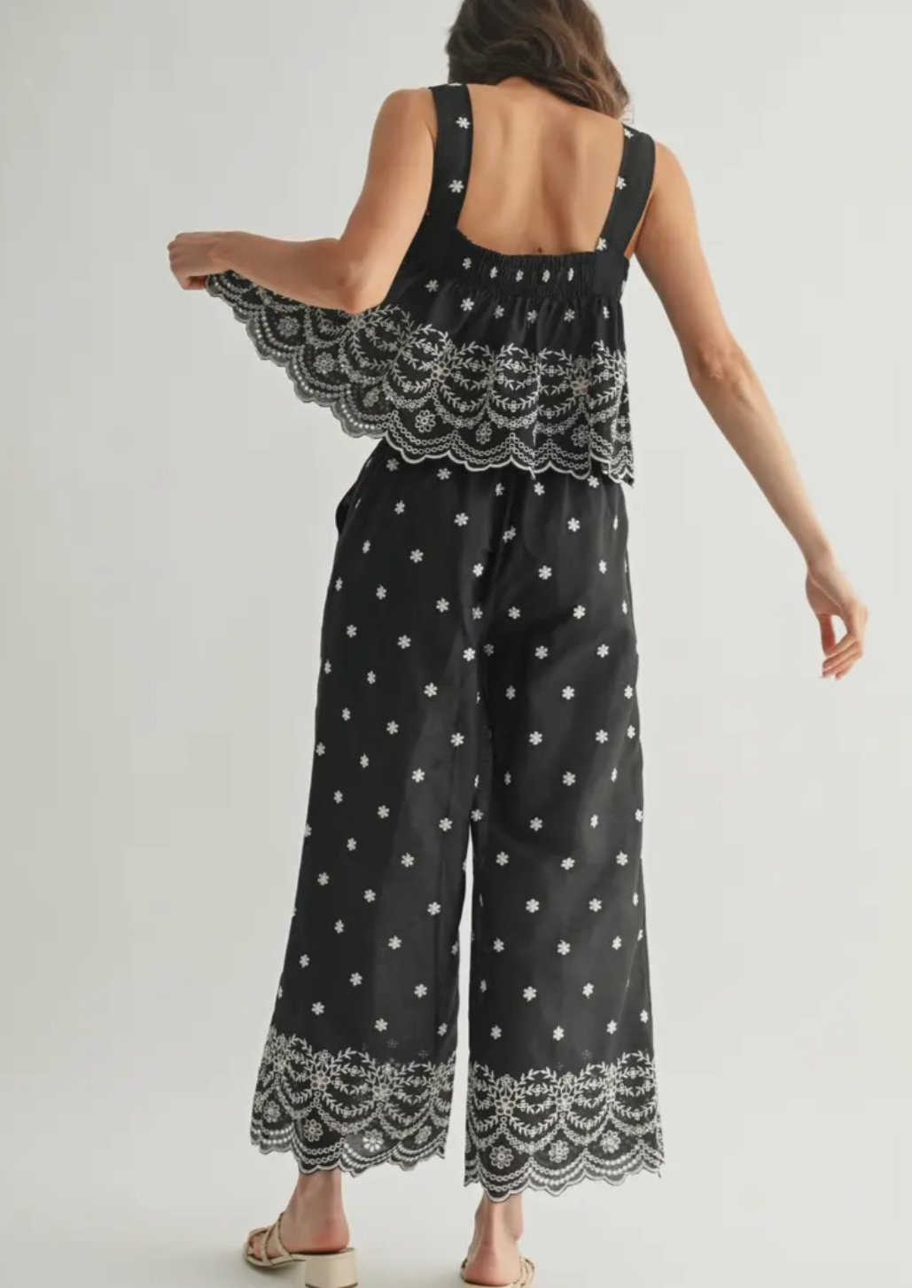 Embroidery Tie Front Top