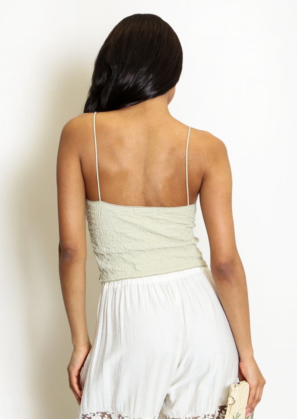 Green Textured Strappy Cami