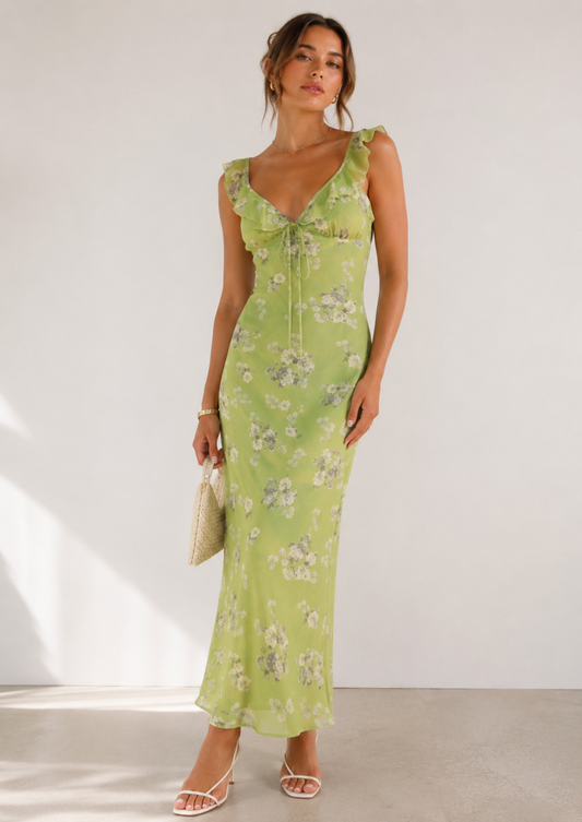 Floral Tie Front Midi Dress