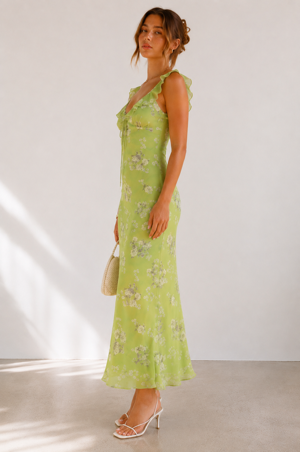 Floral Tie Front Midi Dress