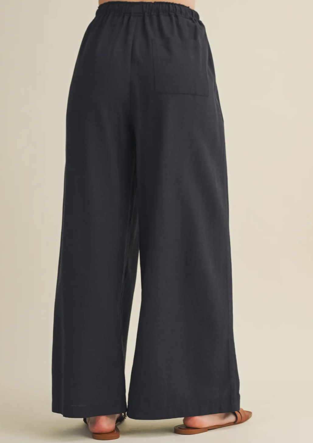 Midnight Drawstring Waist Wide Leg Trouser