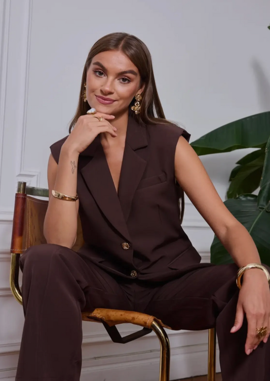 Chocolate Sleeveless Blazer
